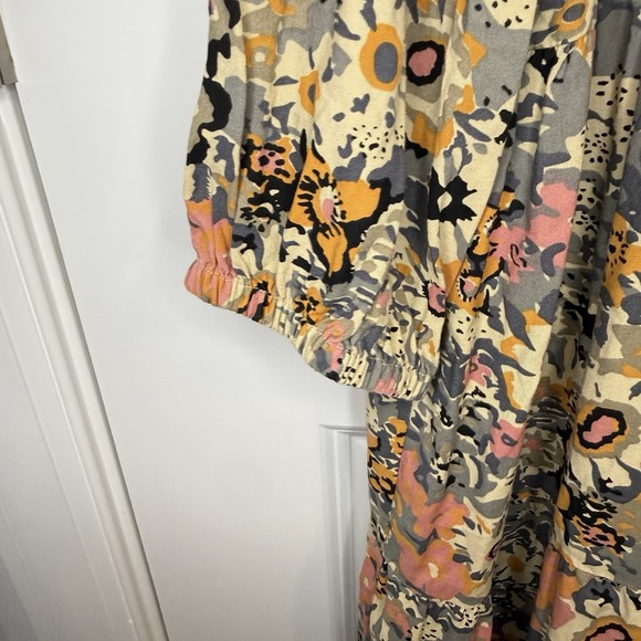 Natural Life Floral Long Sleeve Midi Dress Womens Size XL Boho INDI Flower Child - Picture 5 of 8